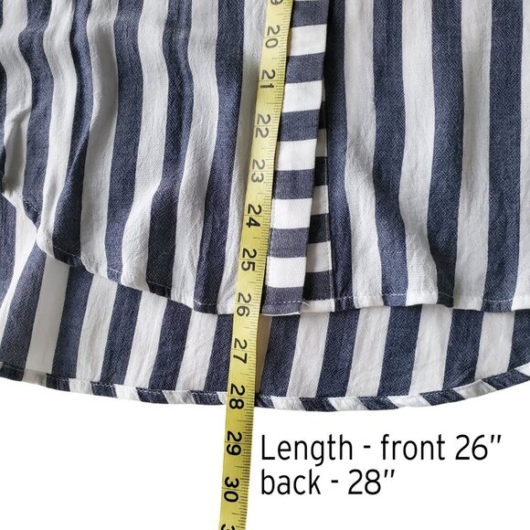 a.n.a  Gray & White Lightweight Long /Roll Tab Sleeve Striped Long line Shirt S - Picture 12 of 16